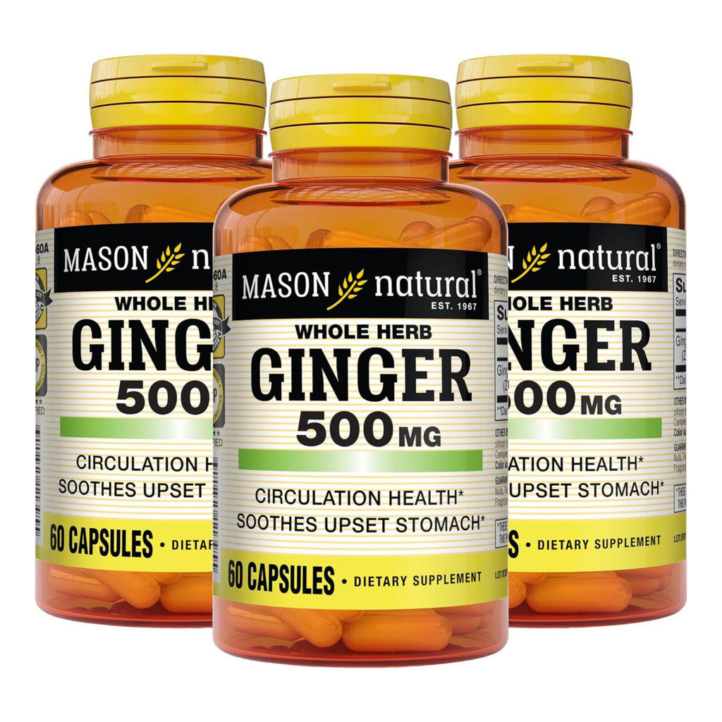 MASON NATURAL Whole Herb Ginger 500 mg - 180 Capsules