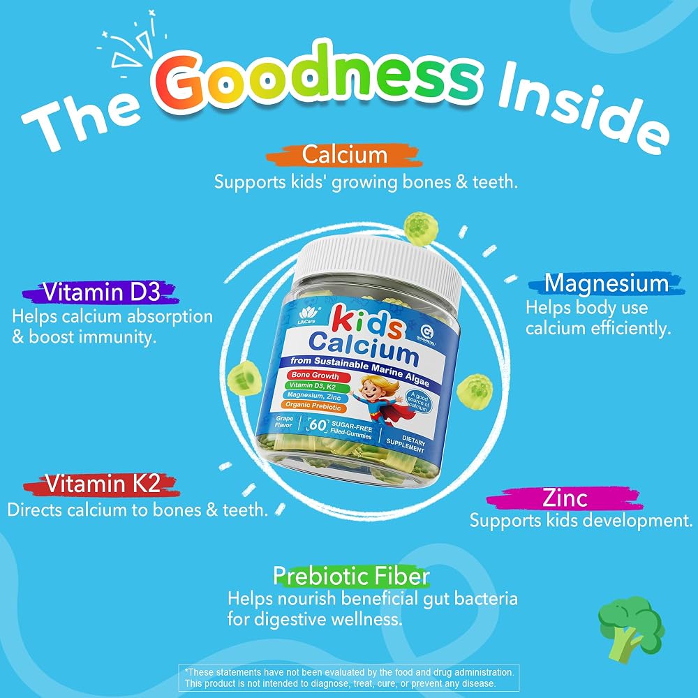 LILICARE Kids Calcium Gummies with Vitamin D3 K2 - 60 Gummies - image 4