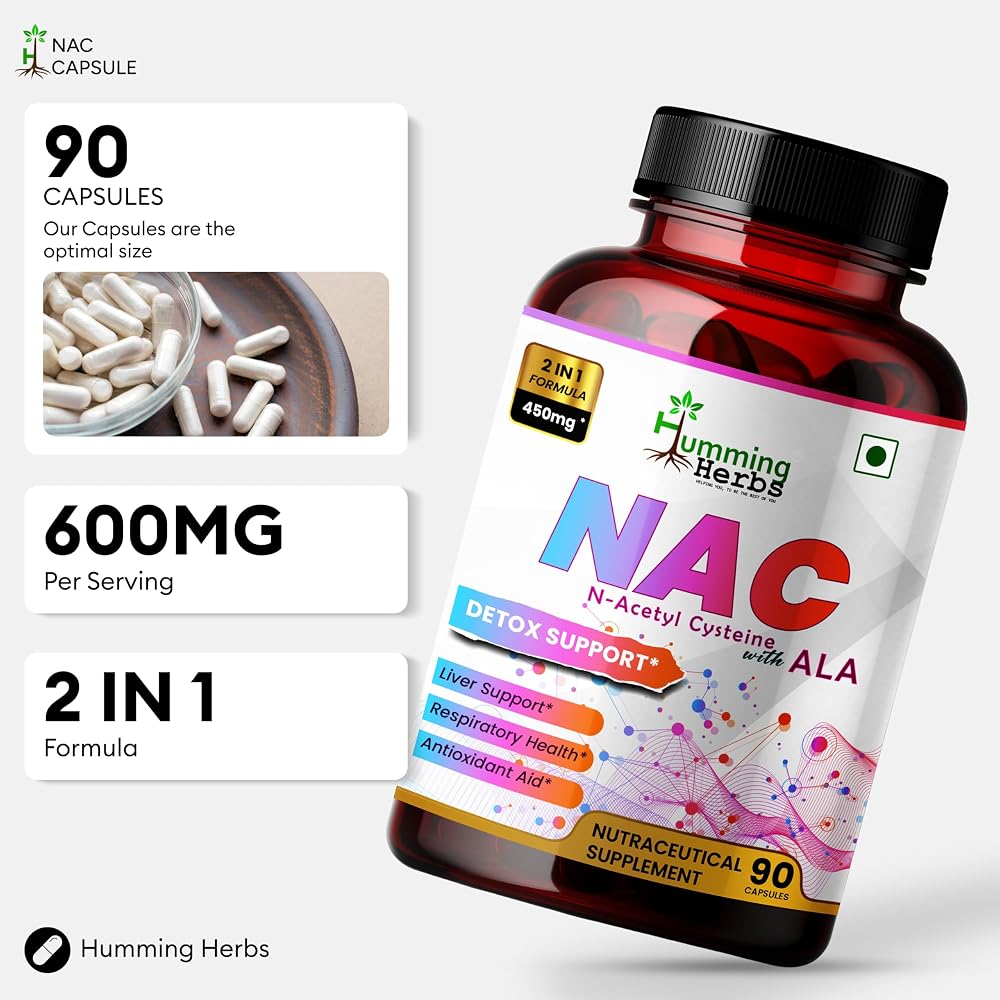 Humming Herbs NAC 450mg with Alpha Lipoic Acid - 90 Vegan Capsules - image 4