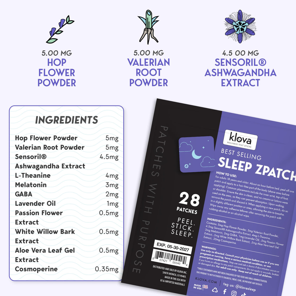 Klova ZSleep Patches for Adults Natural Sleep Aid - 28 Patches - image 5
