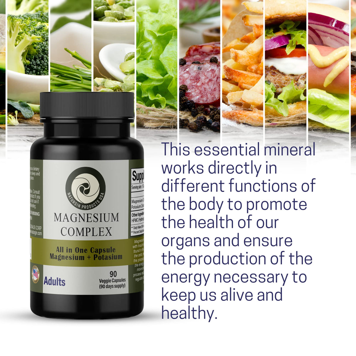 NATURGIN Magnesium Complex Citrate + Potassium - 90 Capsules - image 6