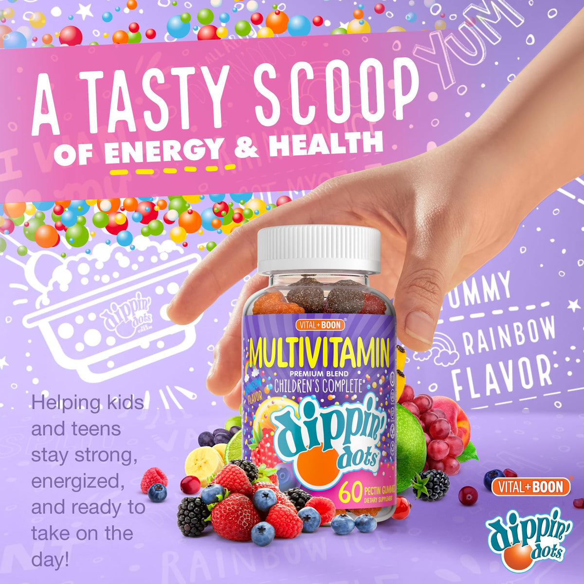 Vital+Boon Dippin' Dots Kids Multivitamin Gummies Rainbow Fruit - 60 Gummies - image 5