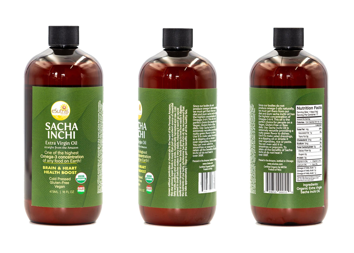 eSutras Organics Sacha Inchi Vegan Omega Oil - 16 Fl Oz