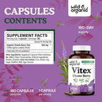 Wild & Organic Vitex Chasteberry Capsules for Menopause Support - 180 Count - image 3