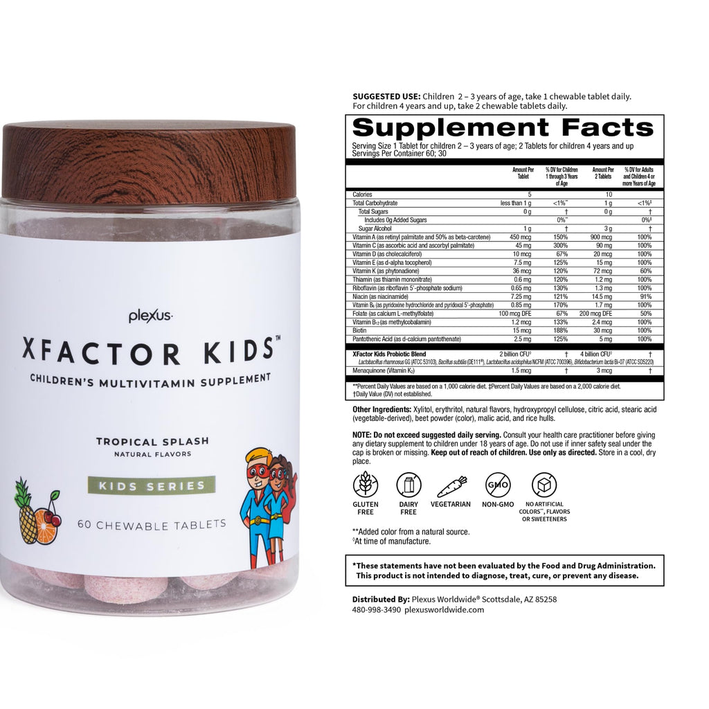 Plexus Xfactor Kids Multivitamin with Probiotics - 60 Tablets - image 6