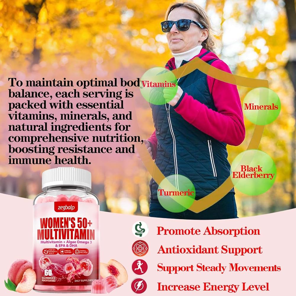ZEGBALP Sugar-Free Womens Multivitamin 50 Plus Gummies with Calcium