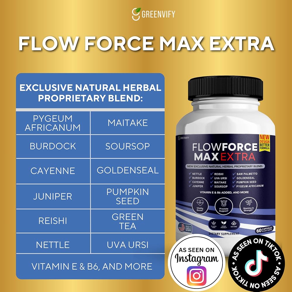 GREENVIFY Flow Force Max Extra Prostate Supplements for Men Capsules