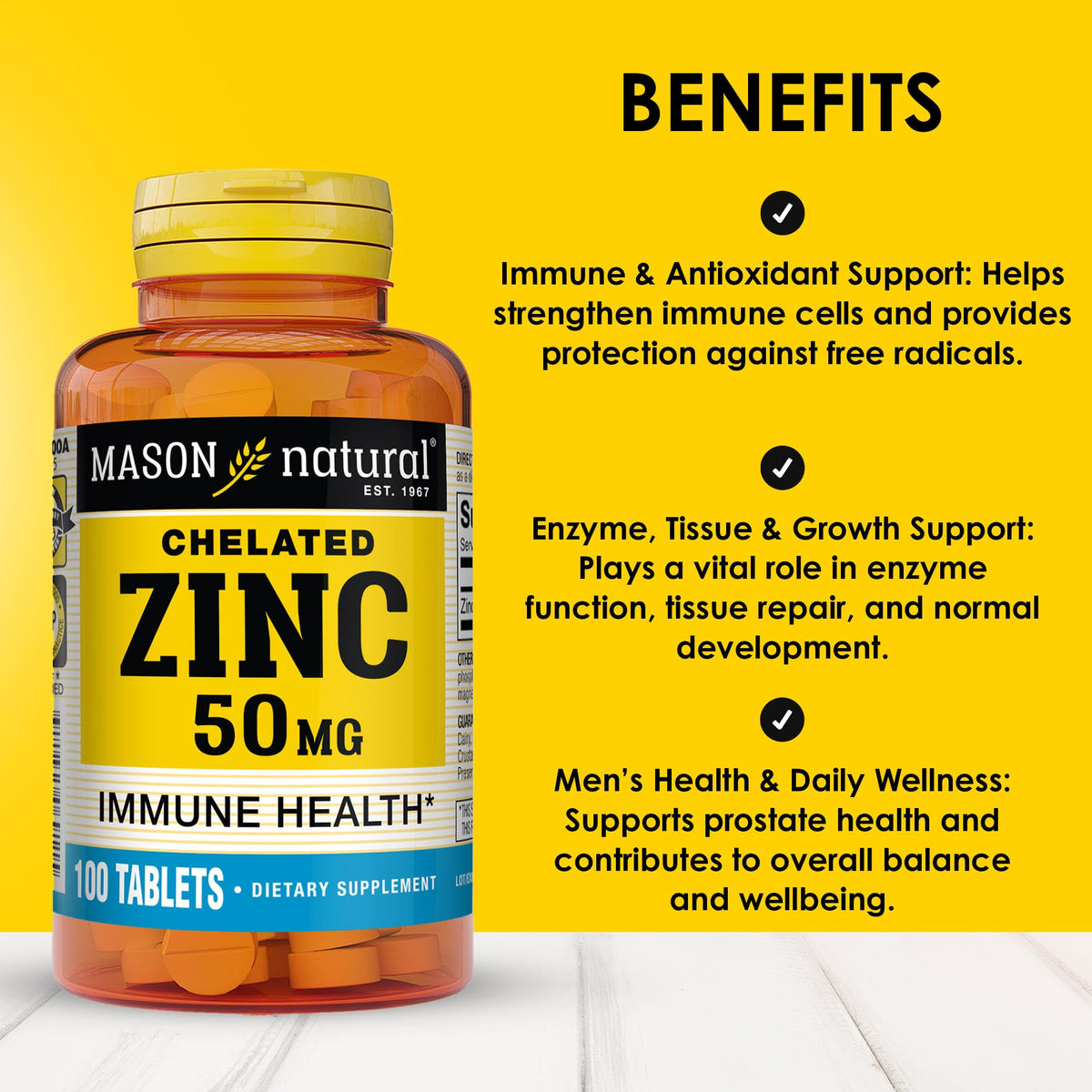 Mason Natural Zinc 50 mg Immune Support - 300 Tablets - image 2