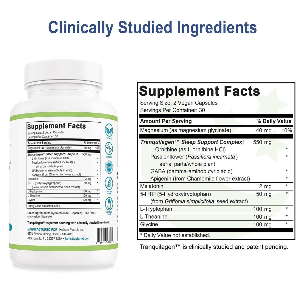 Holistic Planet EzeNites Natural Sleep Aid with Melatonin - 60 Capsules - image 3