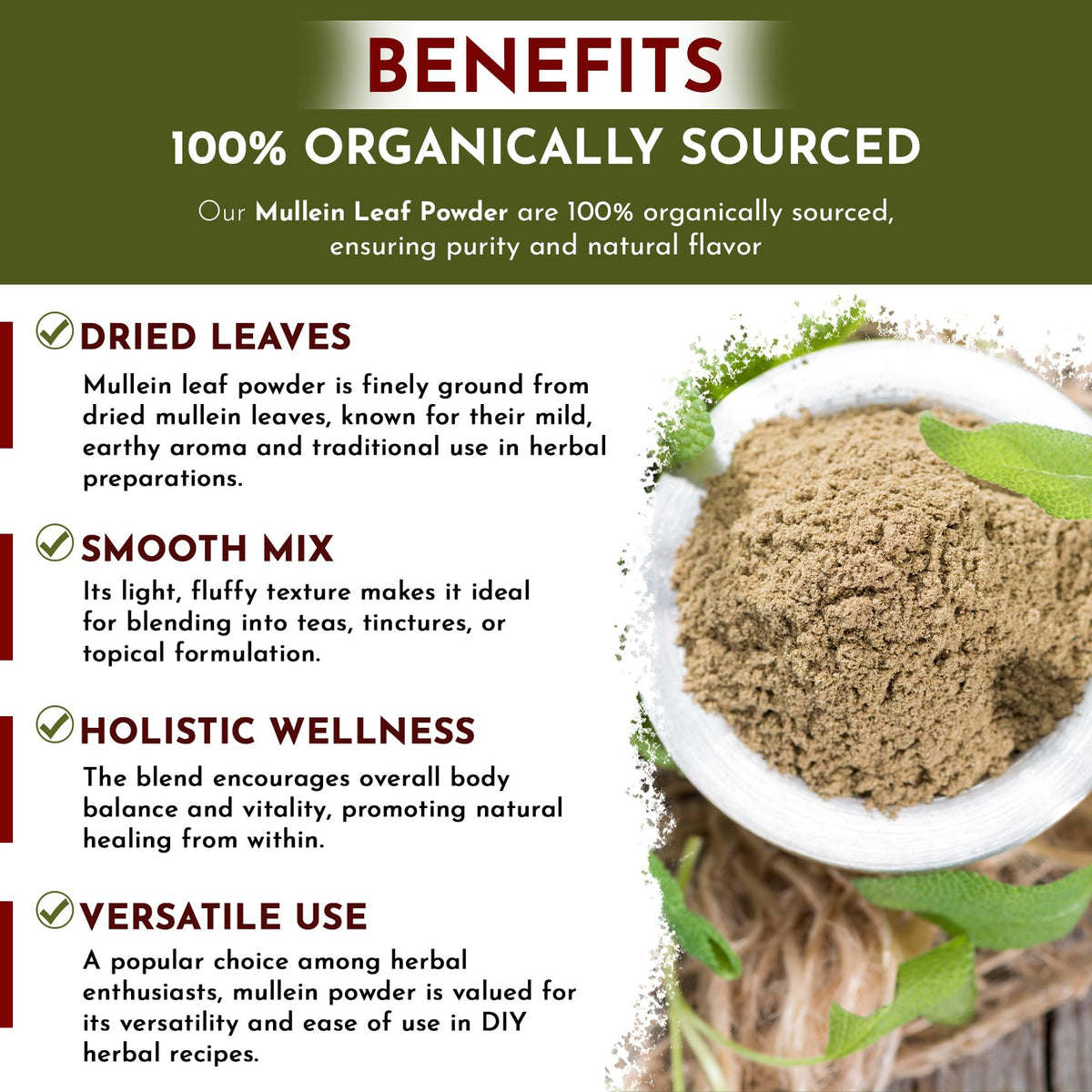 Organic Way Mullein Leaf Powder - 8 Ounce - image 3
