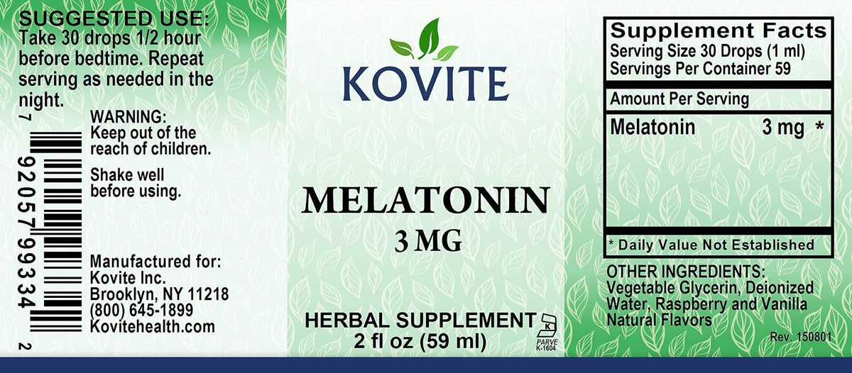 Kovite Melatonin Liquid 3 mg Raspberry Vanilla - 2 fl oz - image 4