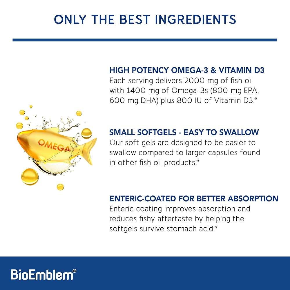 BioEmblem Omega-3 Fish Oil 2000mg - Small Softgels