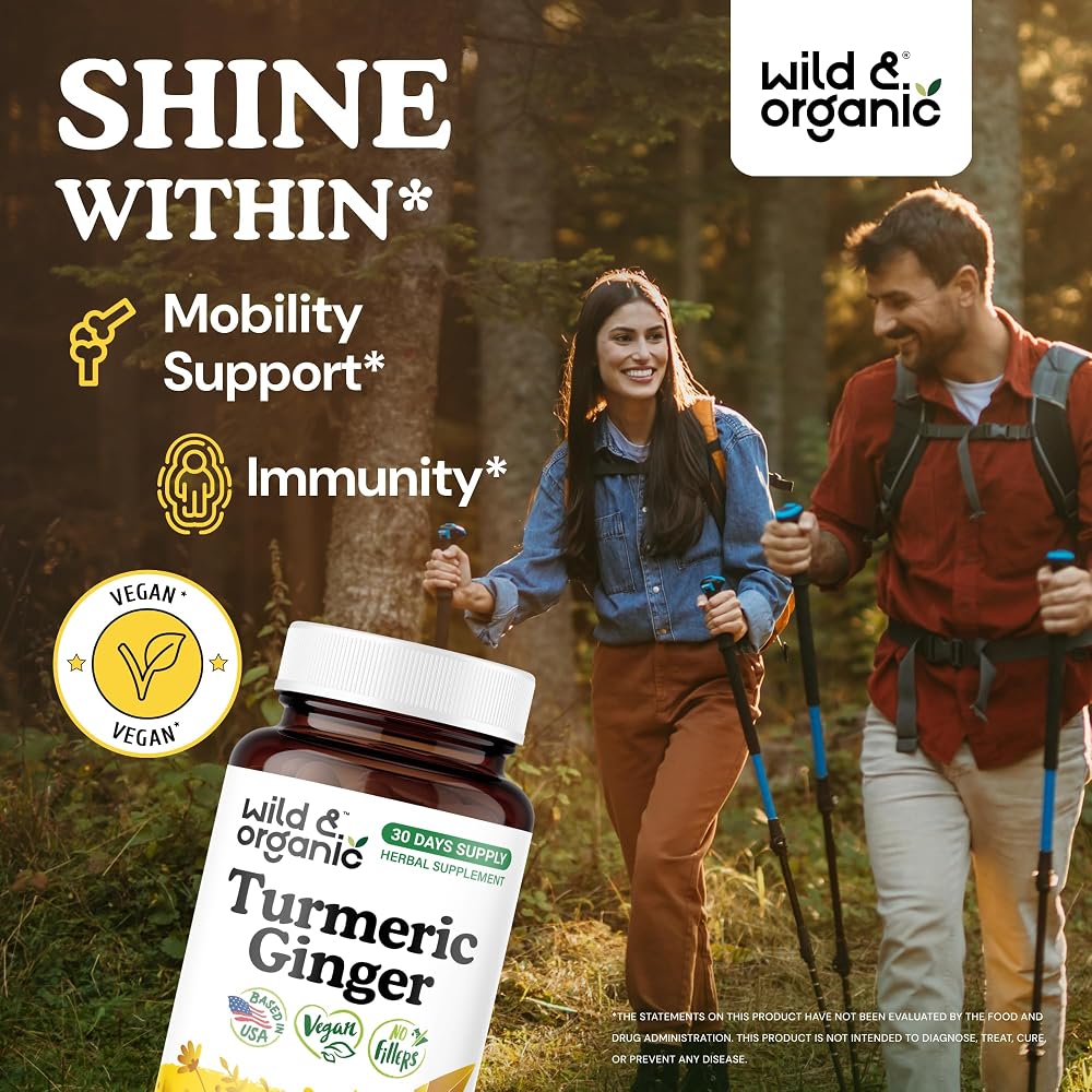 Wild & Organic Turmeric and Ginger Supplement Capsules - Mobility