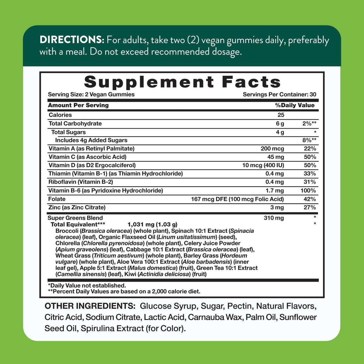 Nature's Truth Super Greens Gummies - 60 Count - image 2
