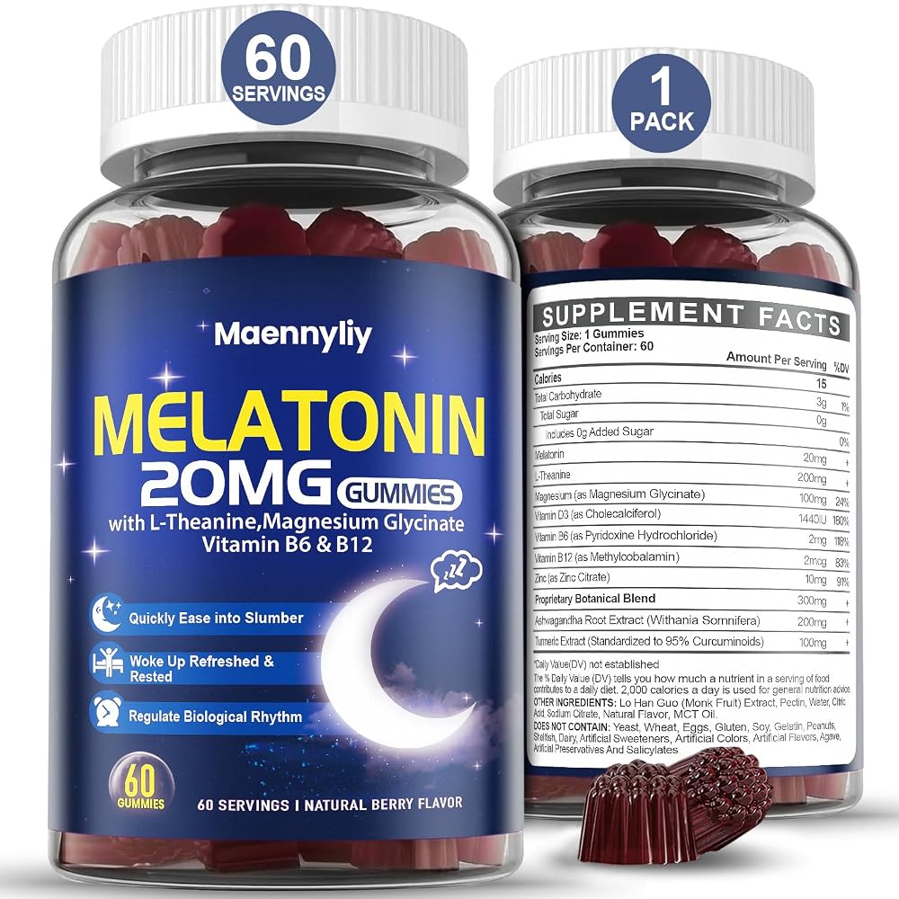 Maennyliy Melatonin 20mg Gummies for Adults - Sugar Free Melatonin
