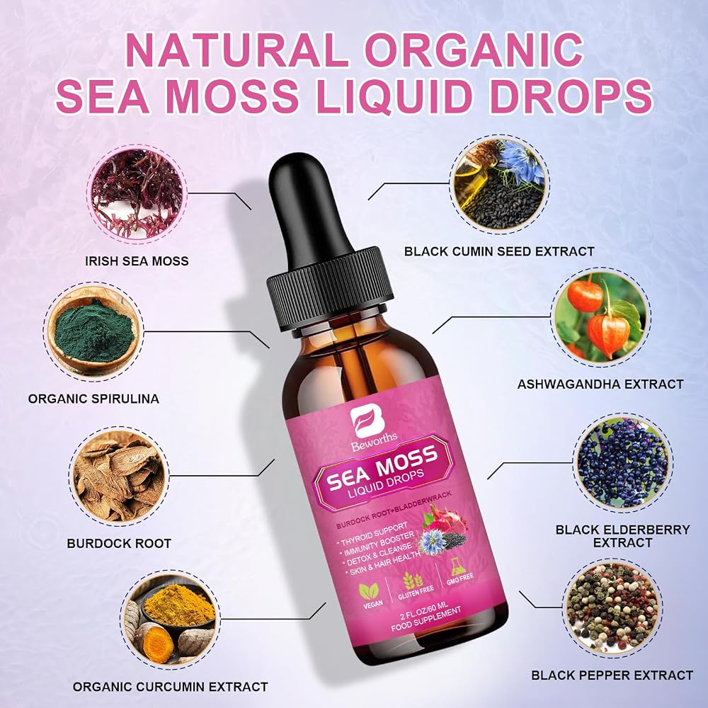 B BEWORTHS Sea Moss Liquid Drops - Black Seed Oil & Irish Sea Moss