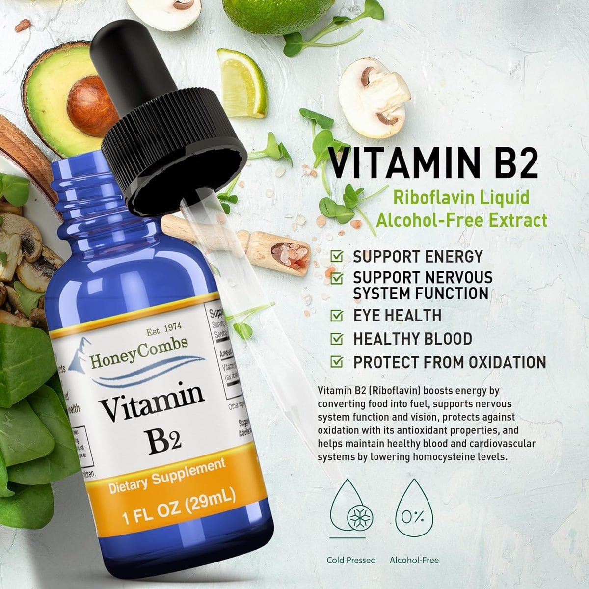 HoneyCombs Vitamin B2 Liquid Drops Riboflavin - 1 Fl Oz - image 5