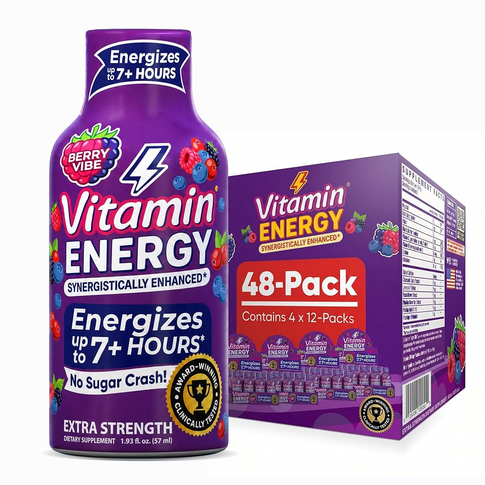 Vitamin Energy Berry Vibe Extra Strength Energy Shot - 48 Pack