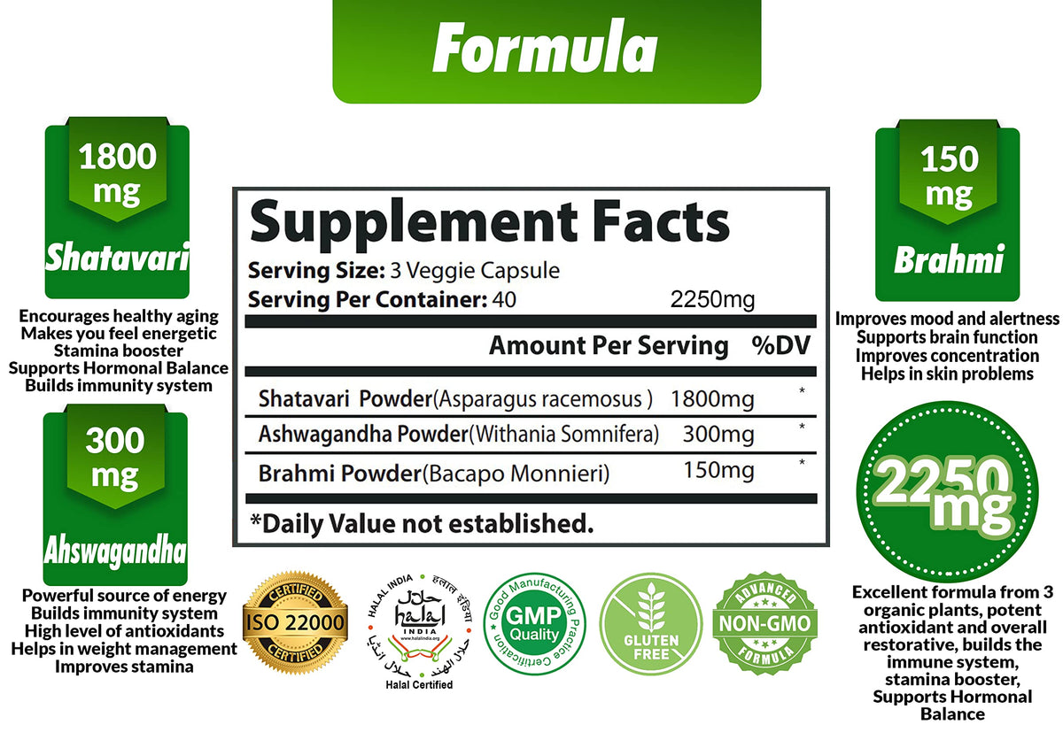 Cona Nature Organic Shatavari Powder Capsules 2250mg - 120 Vegan Capsules - image 2