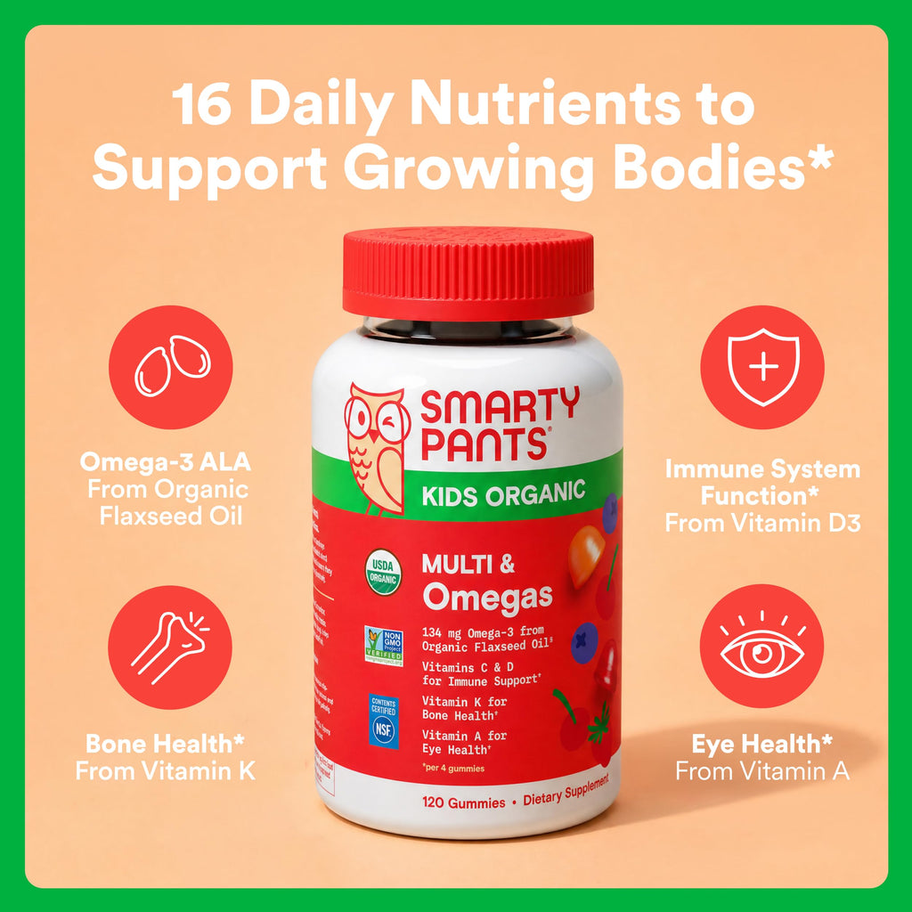 SmartyPants Organic Kids Multi & Omegas 3 Gummies - 120 Count - image 2