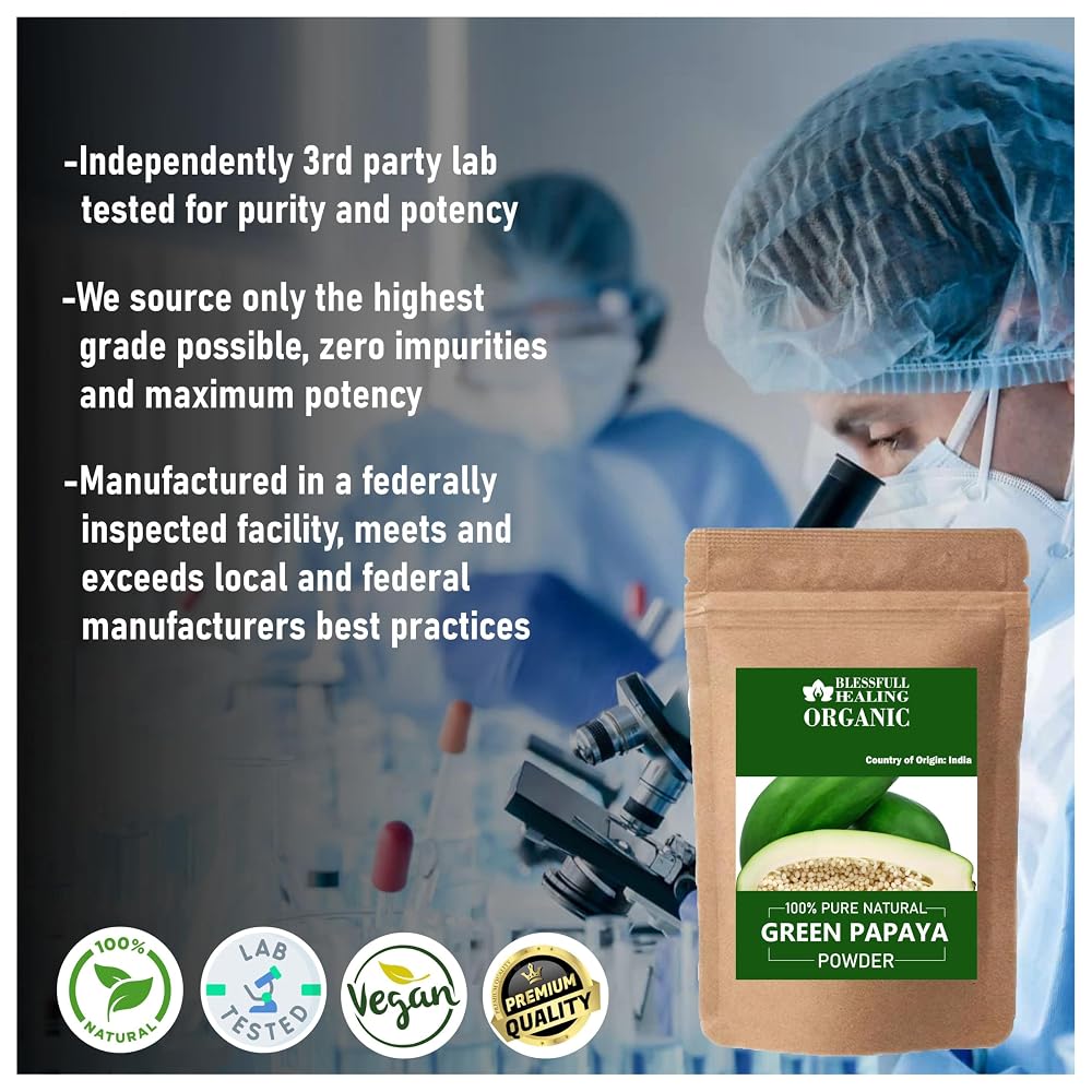 Blessfull Healing Organic Green Papaya Powder 100% Pure Natural 200
