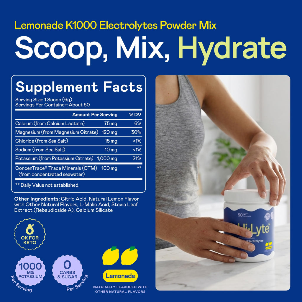 Hi-Lyte Keto K1000 Electrolyte Powder Lemonade - 50 Servings - image 3