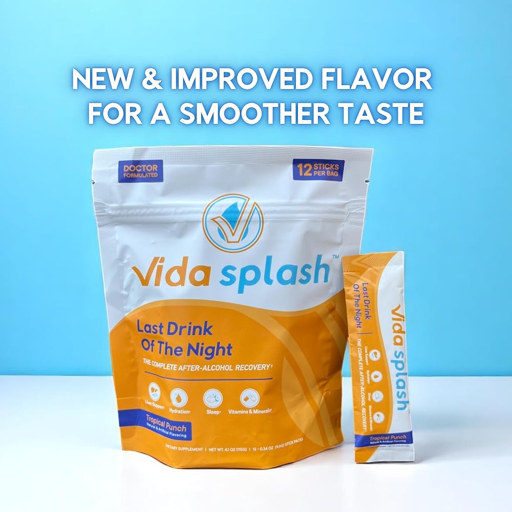 Vida Splash After-Alcohol Recovery Drink Mix Tropical Punch - 12 Sticks - image 2