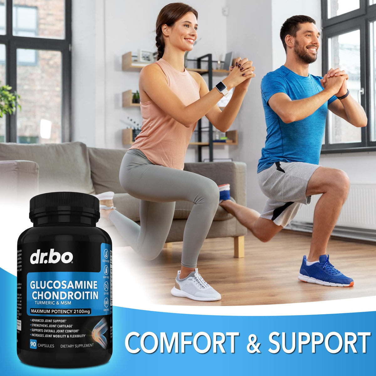 DR. BO Glucosamine Chondroitin MSM Turmeric Joint Support - 90 Capsules - image 4