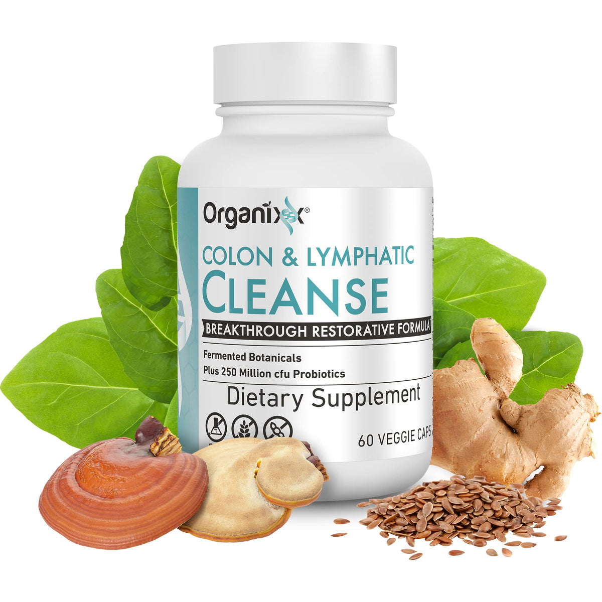 Organixx Lymphatic & Colon Cleanse Probiotic Support - 60 Capsules - image 2
