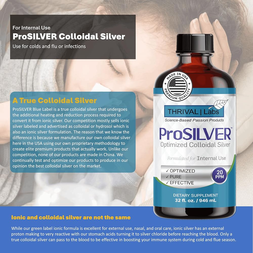 Thrival Labs ProSILVER Blue Label 20 PPM Colloidal Silver Liquid
