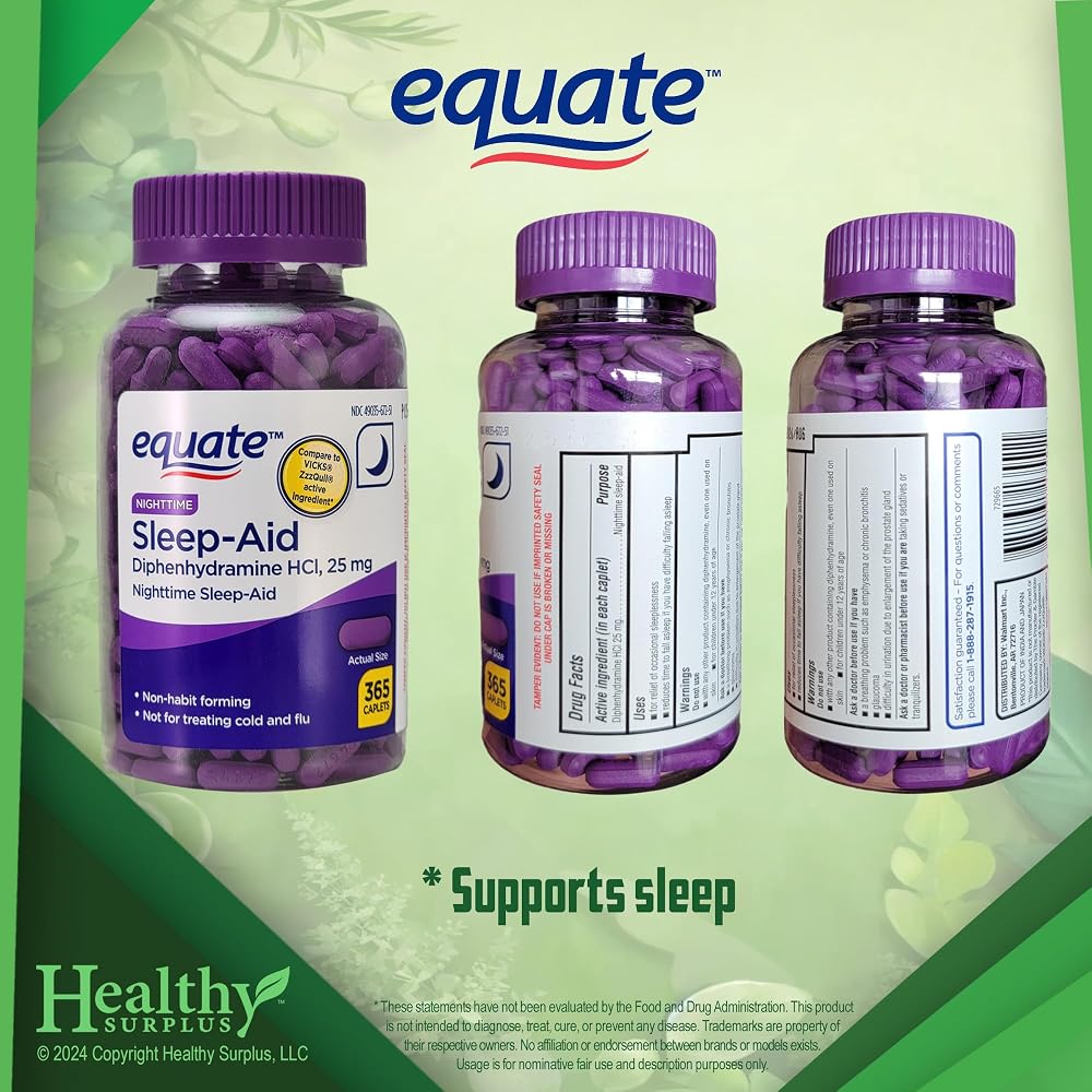 Healthy Surplus Equate Sleep-Aid Diphenhydramine HCI 25 mg - 365 Caplets - image 2