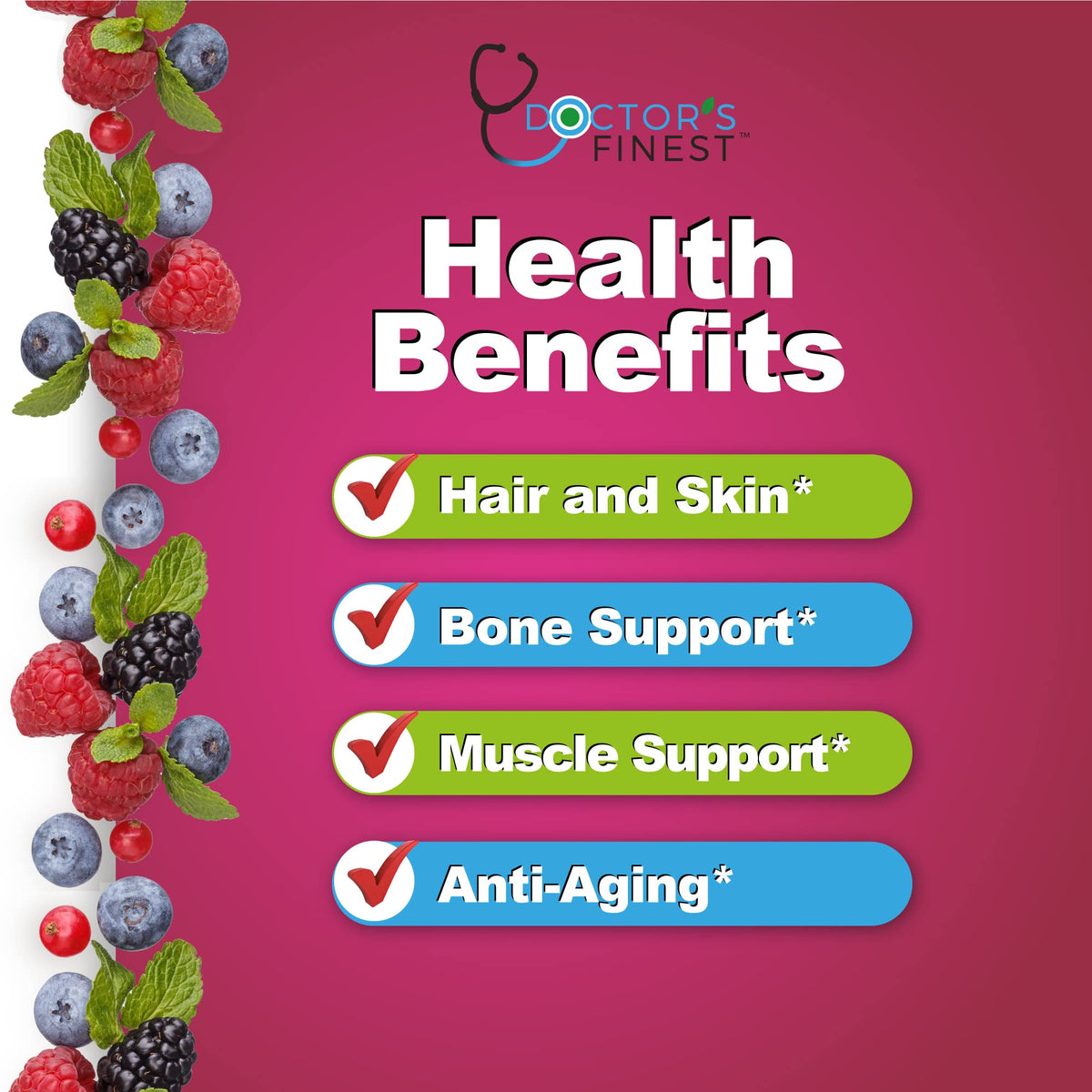 DOCTORS FINEST Collagen and Biotin 10000mcg Gummies - 90 Gummies - image 5