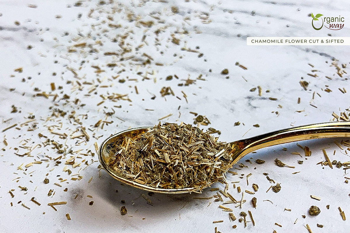 Organic Way Chamomile Flowers Cut & Sifted (Matricaria chamomilla)