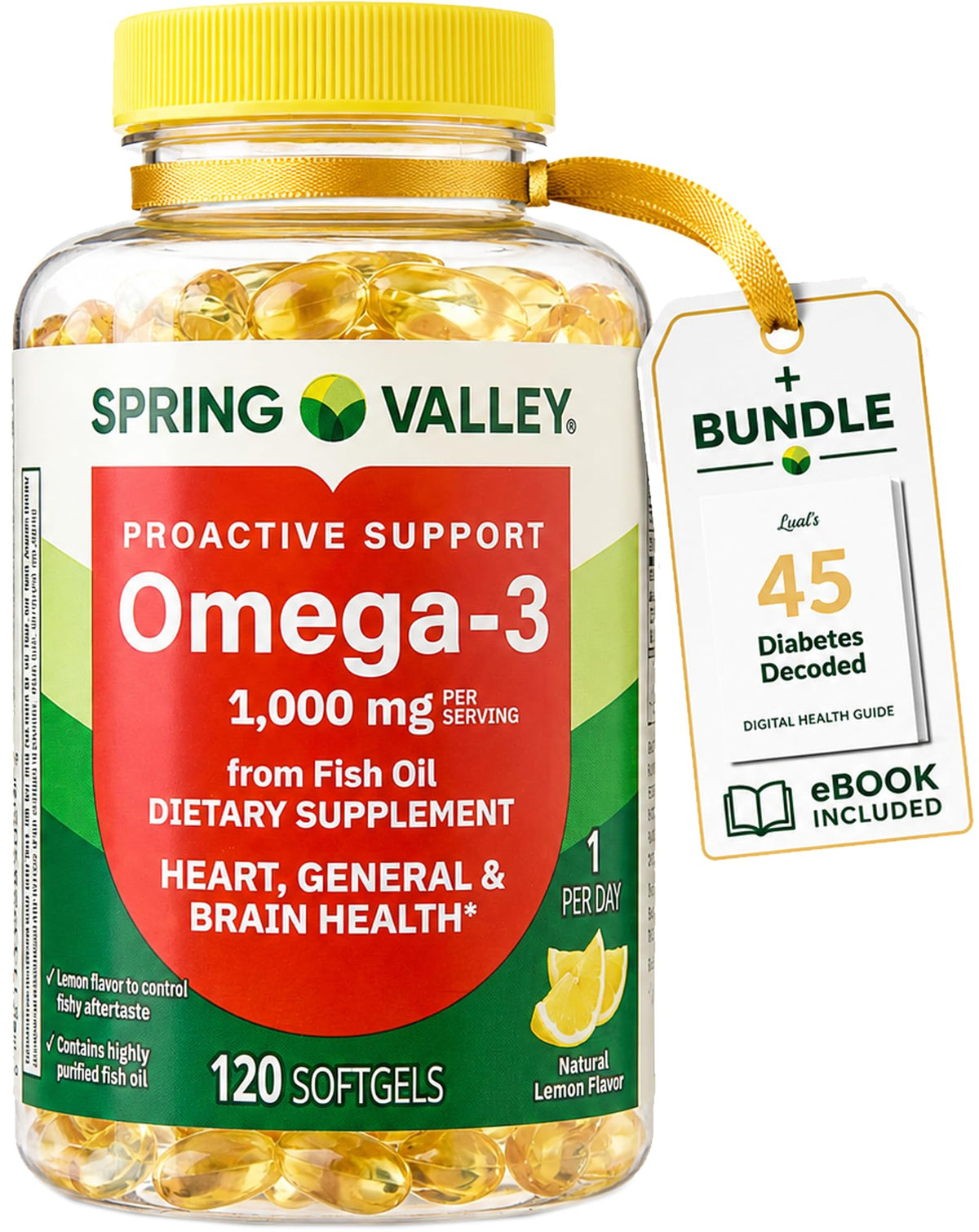 LUAL Omega-3 Fish Oil 1000 mg Heart & Brain Health - 120 Softgels