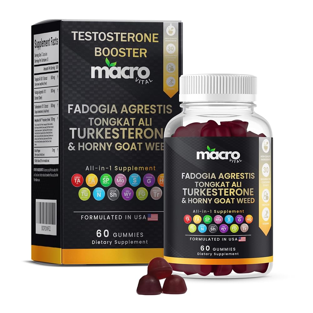 MACRO VITAL Testosterone Booster Gummies - 60 Count