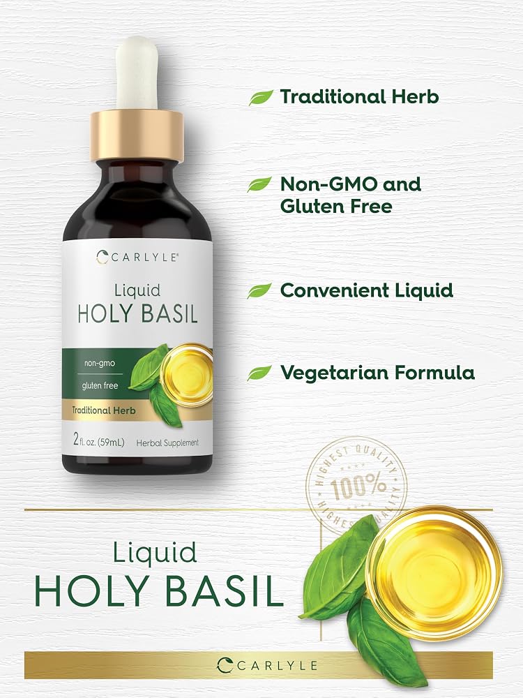 Carlyle Holy Basil Liquid Drops Tulsi Leaf Extract - 2 Fl Oz - image 4