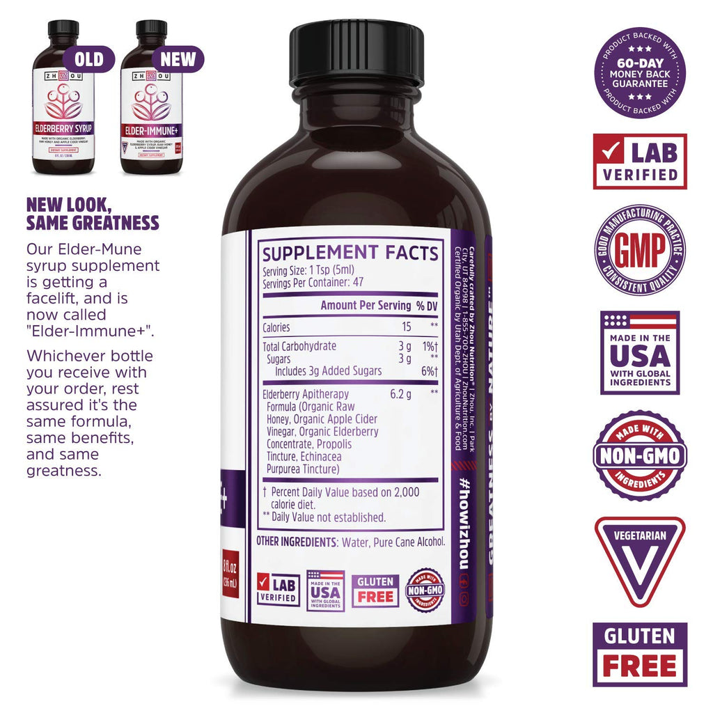 ZHOU Elder-Mune+ Elderberry Immune Syrup - 8 Fl Oz - image 2