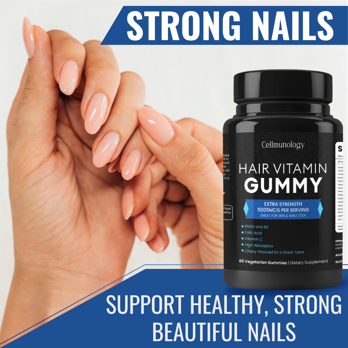 CELLMUNOLOGY Hair Vitamin Gummy with Biotin 5000 MCG - 60 Gummies - image 8