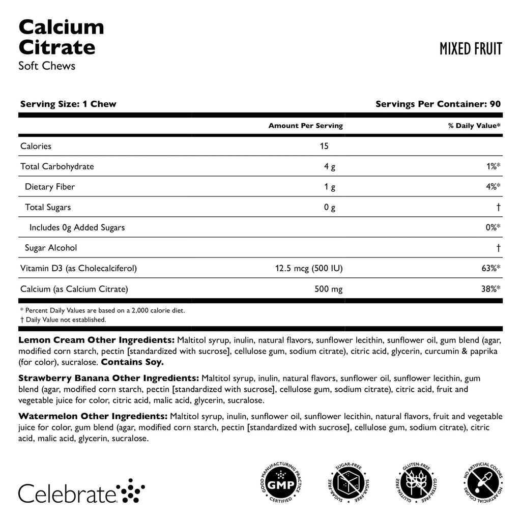 Celebrate Vitamins Bariatric 500mg Calcium Citrate Soft Chews