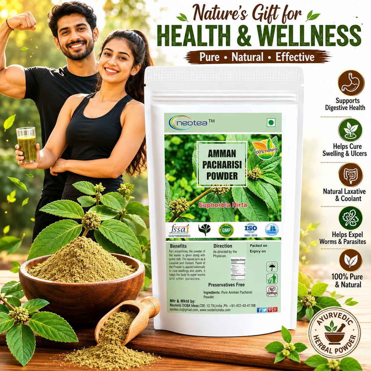 neotea Organic Euphorbia Hirta Powder for Immunity - 300 GM - image 2