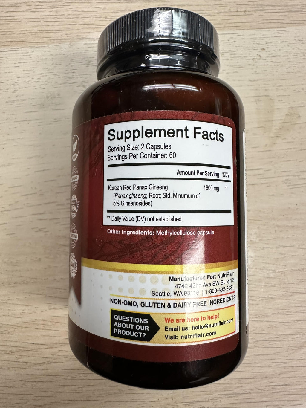 NutriFlair Korean Red Panax Ginseng 1600mg Energy & Focus - 120 Capsules - image 10