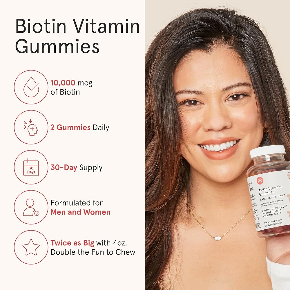 iRestore Hair Gummy Vitamins with Biotin 10,000mcg - 180 Gummies - image 3