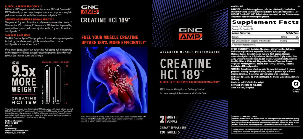 GNC AMP Creatine HCl 189 - 120 Capsules - image 4