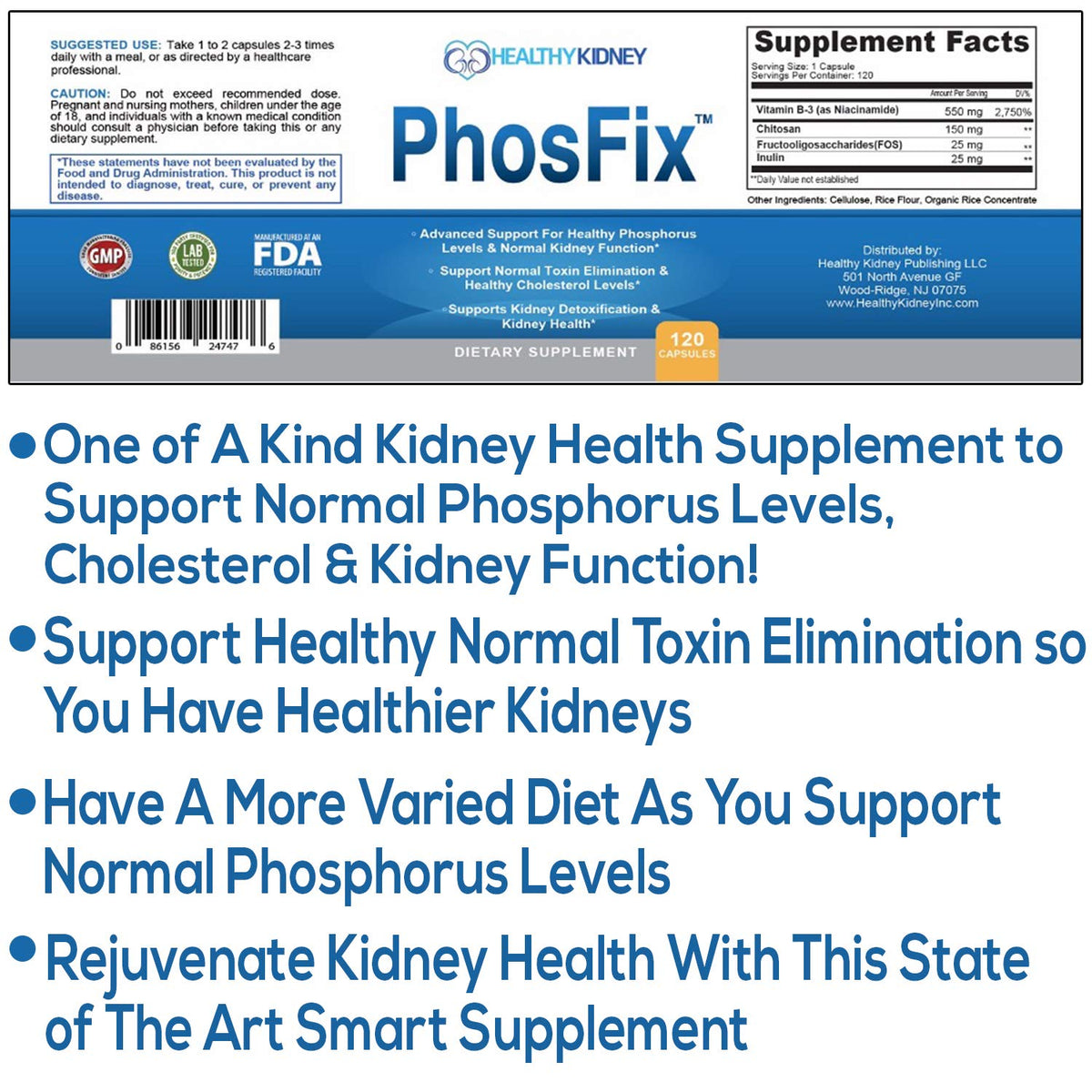 Kidney Restore PhosFix Phosphorus Binder - 120 Capsules - image 3