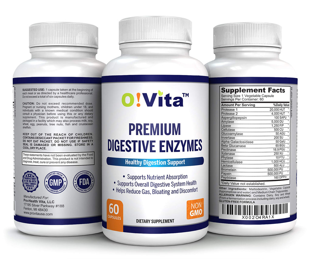 O!VITA Premium Digestive Enzymes with Plant-Based - 60 Capsules - image 5