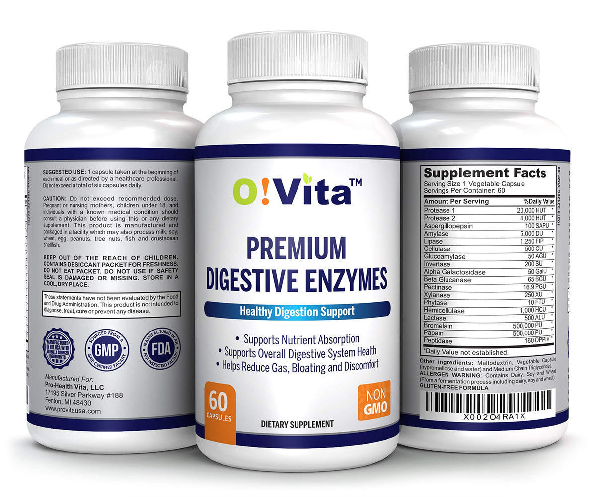 O!VITA Premium Digestive Enzymes with Plant-Based - 60 Capsules - image 5