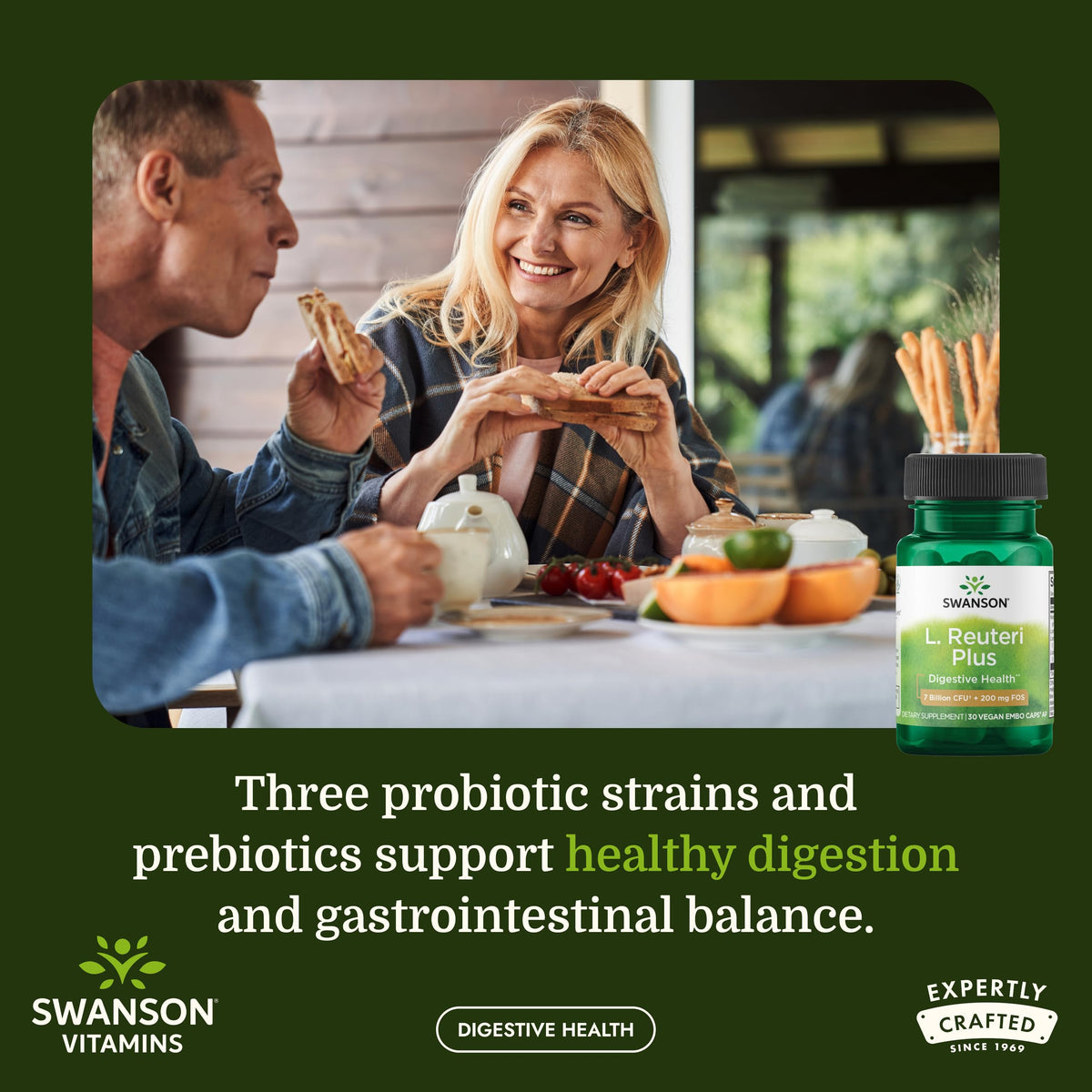 Swanson L. Reuteri Probiotic with Prebiotic for Gut Health
