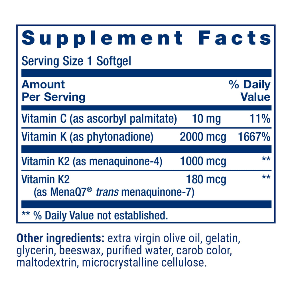 Life Extension Super K Vitamin K1 and K2 - 90 Softgels - image 3