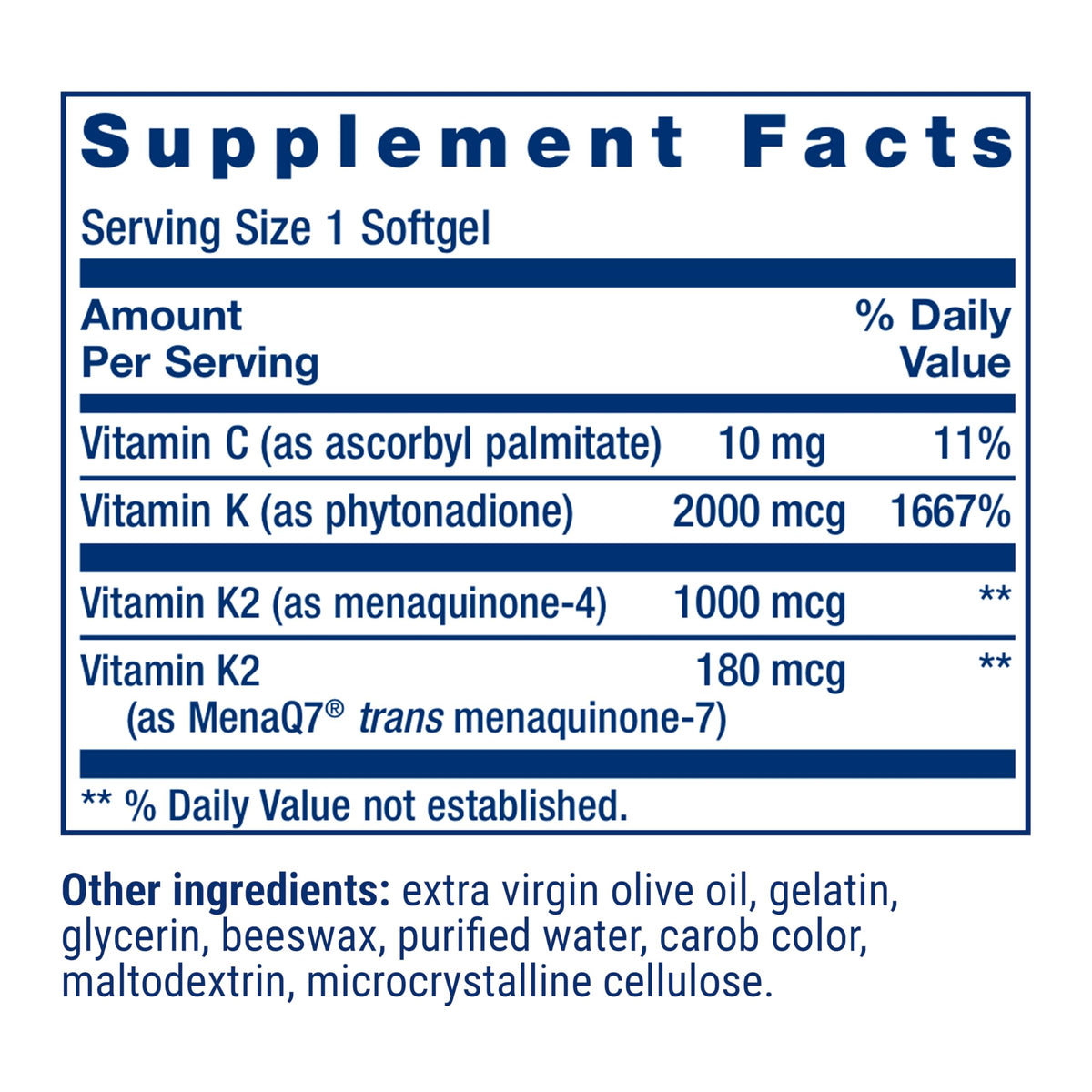 Life Extension Super K Vitamin K1 and K2 - 90 Softgels - image 3