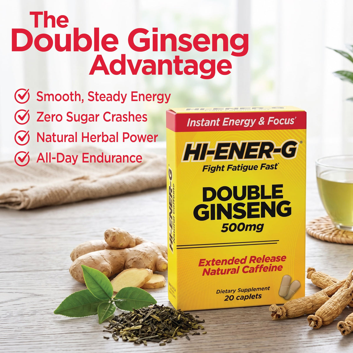 Hi-Ener-G Triple Ginseng Energy Supplement 500 mg - 20 Caplets - image 4
